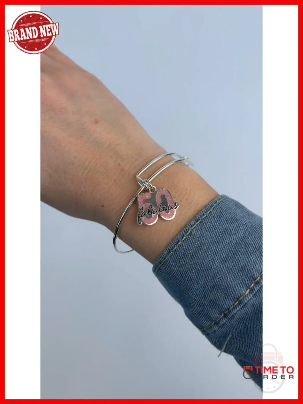 Adjustable Milestone Charm Bangle Bracelet - Nickel-Free Wire